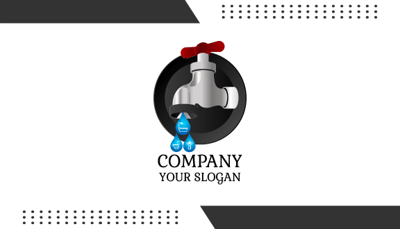 Red Silver Plumber Business Card
