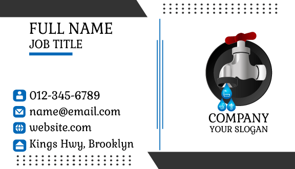 Red Silver Plumber Business Card