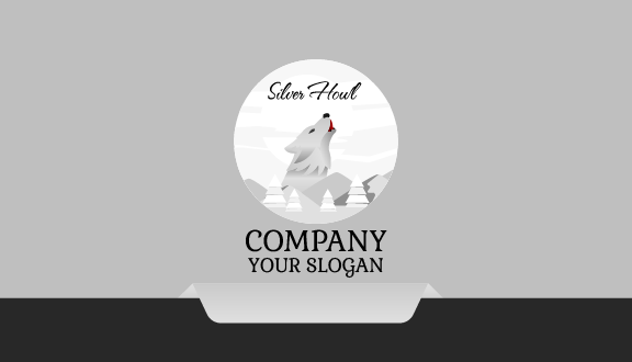 Silver Howling Wolf Business Card