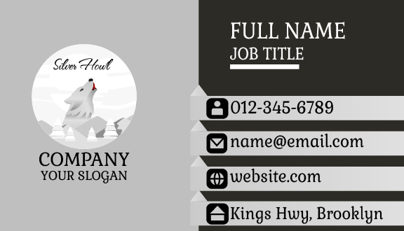 Silver Howling Wolf Business Card