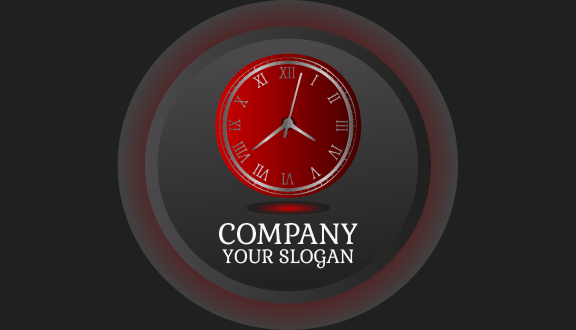 Silver Outline Clock Business Card