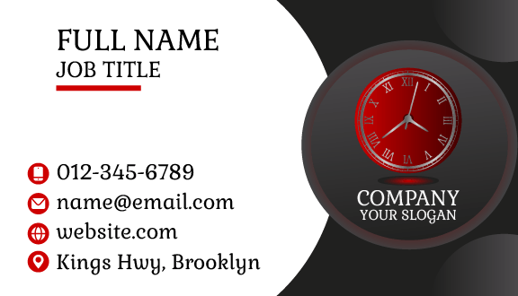 Silver Outline Clock Business Card