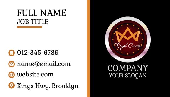 Silver Outline Crown Business Card
