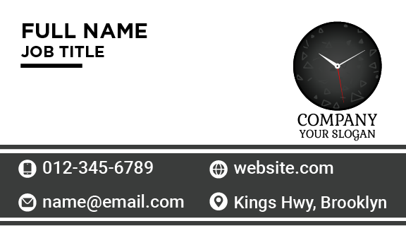 Simple Black Clock Business Card