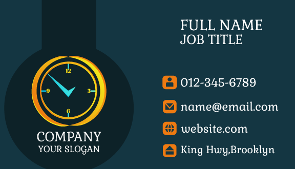 Simple Yellow Clock Business Card