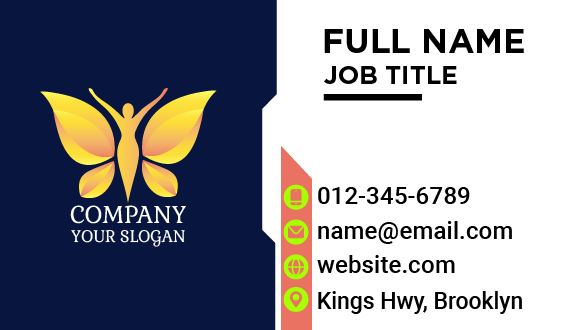 Sleek Yellow Butterfly Business Card