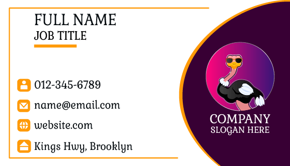 Stylish Ostrich Bird Business Card