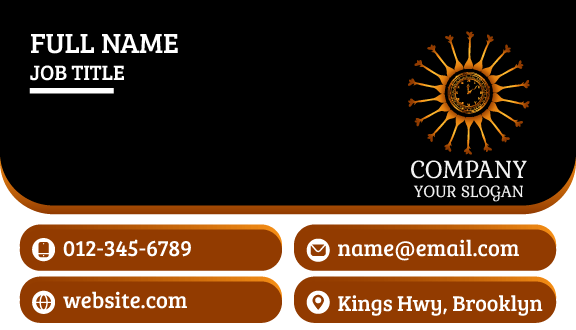 Sun Shaped Clock Business Card