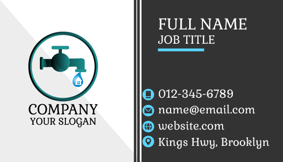 Teal Faucet Plumber Business Card