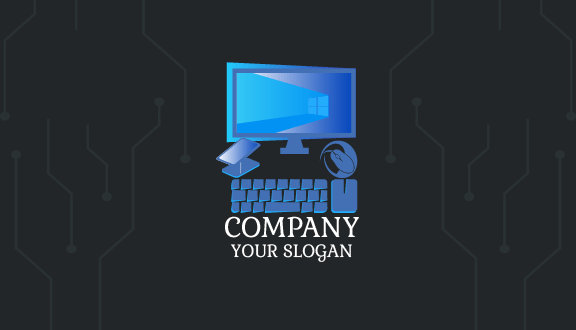 Vibrant Blue Computer Business Card