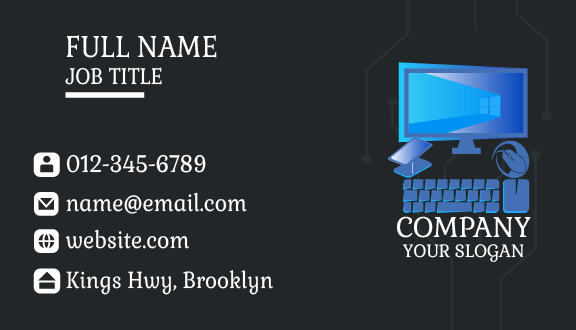 Vibrant Blue Computer Business Card