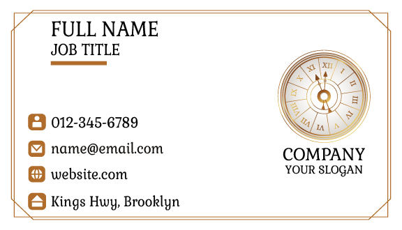 Vintage Golden Clock Business Card