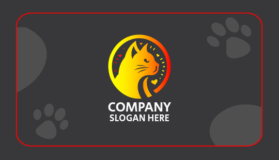 Yellow Heart Cat Business Card