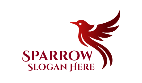 Maroon Sparrow Bird Logo