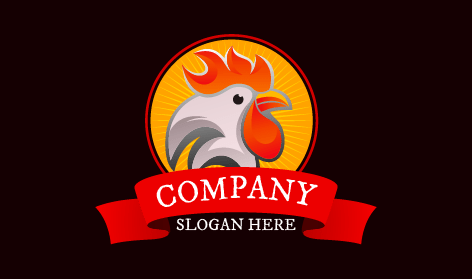 Orange Rooster Bird Logo