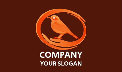 Orange Sparrow Bird Logo