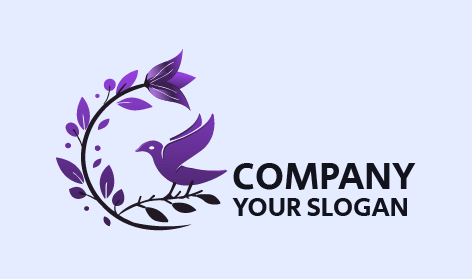 Purple Leaves Bird Logo