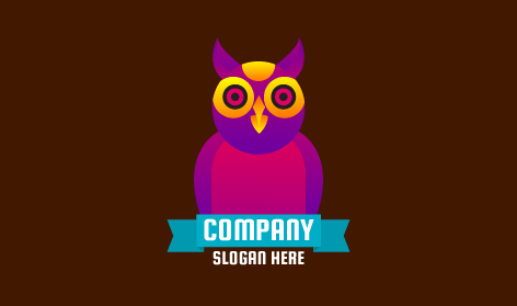 Purple Owl Bird Logo