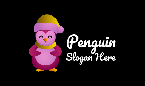 Purple Penguin Bird Logo