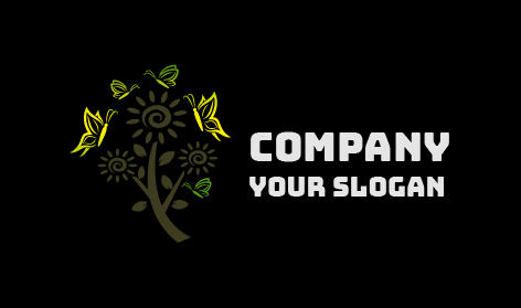 Dancing Butterfly Flower Logo