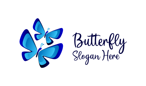 Glossy Blue Butterfly Logo