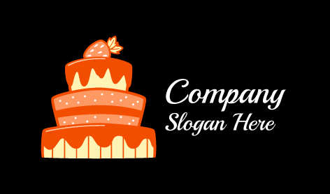 Strawberry Cake Dessert Logo