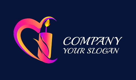 Colorful Heart Candle Logo