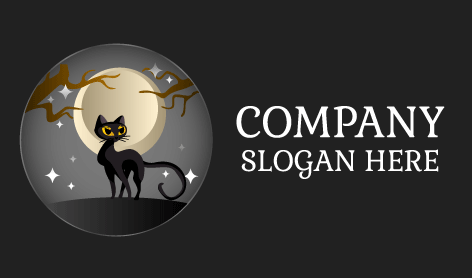 Scrawny Black Cat Moon Logo