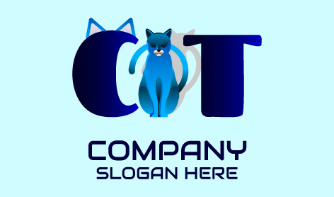 Blue Calm Feline Cat Logo