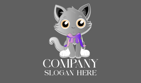 Cartoon Gray Cat Logo