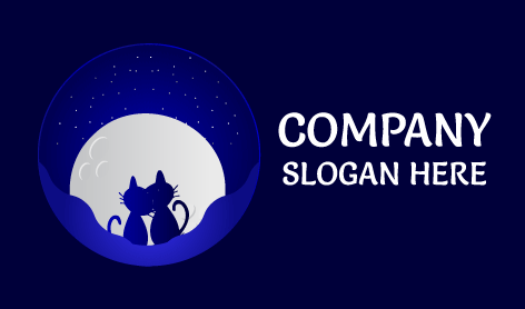 Scrawny Black Cat Moon Logo