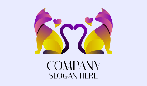 Creative Tail Heart Cat Logo