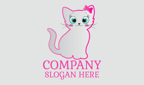 Fluffy White Cat Logo