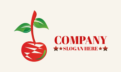 White Geometric Cherry Design Logo