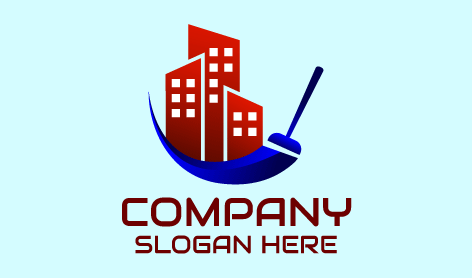 Red Building Cleaning Logo
