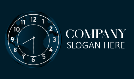 Blue Globe Clock Logo