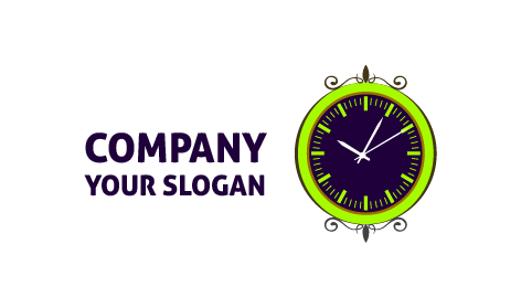 Green Stylish Clock Timer Logo