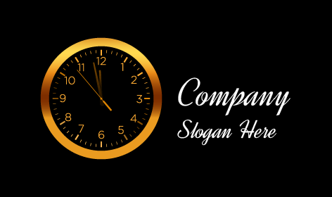 Metallic Gold Clock Logo
