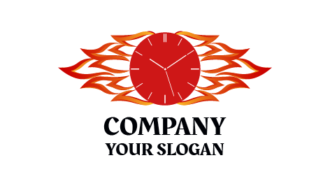 Red Sleek Clock Logo