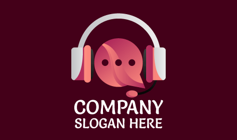Pink Headphones Communication Logo