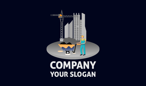 Cement Pushcart Construction Logo