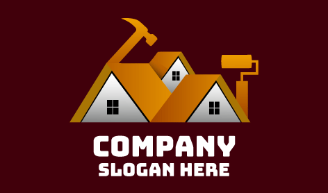 Orange Roof House Construction Logo