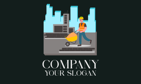 Yellow Wheelbarrow Construction Logo