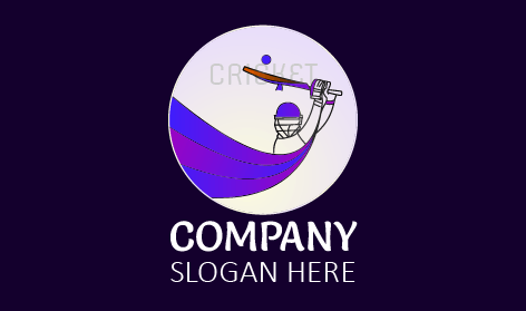 Flat Cricket Player Logo