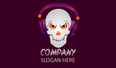 Flaming Nose Skull DJ Logo