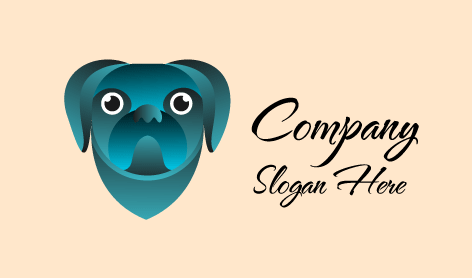 Blue Pug Dog Logo