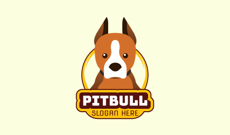 Brown Pitbull Dog Logo