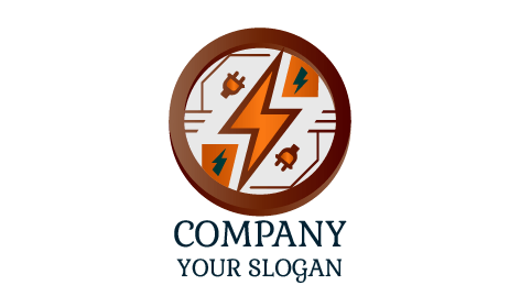 Brown Circle Electrician Logo