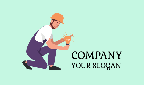 Purple Overalls Electrician Logo