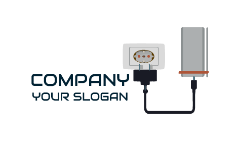 Silver Powerbank Electrician Logo
